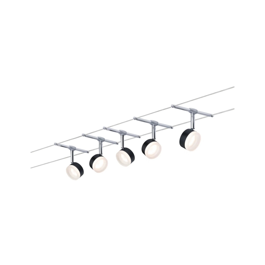 Paulmann 94457 - SADA 5xLED/4W Bodové svítidlo do lankového systému CLEAR 230V černá/lesklý chrom