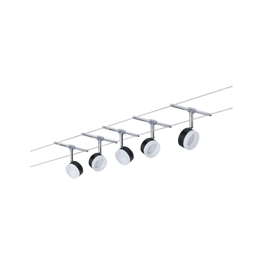Paulmann 94457 - SADA 5xLED/4W Bodové svítidlo do lankového systému CLEAR 230V černá/lesklý chrom