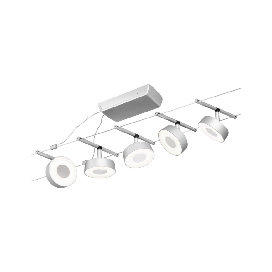 Paulmann 94475 - SADA 5xLED/5W Kompletní lankový systém CIRCLE 230V matný chrom