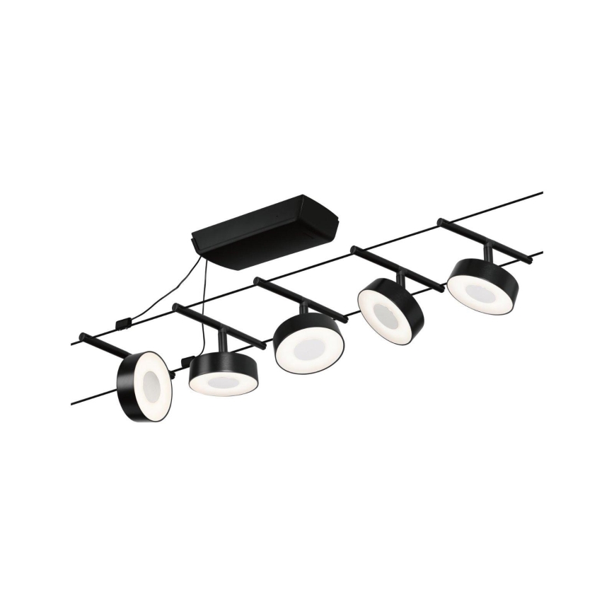 Paulmann 94479 - SADA 5xLED/5W Kompletní lankový systém CIRCLE 230V černá