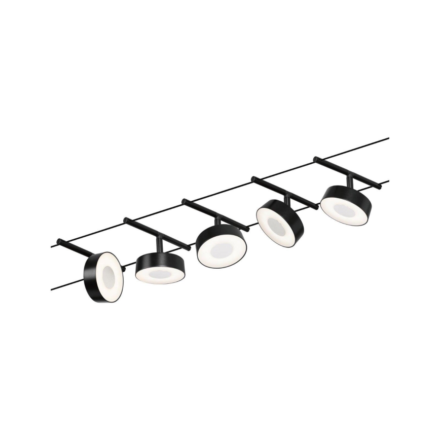 Paulmann 94479 - SADA 5xLED/5W Kompletní lankový systém CIRCLE 230V černá
