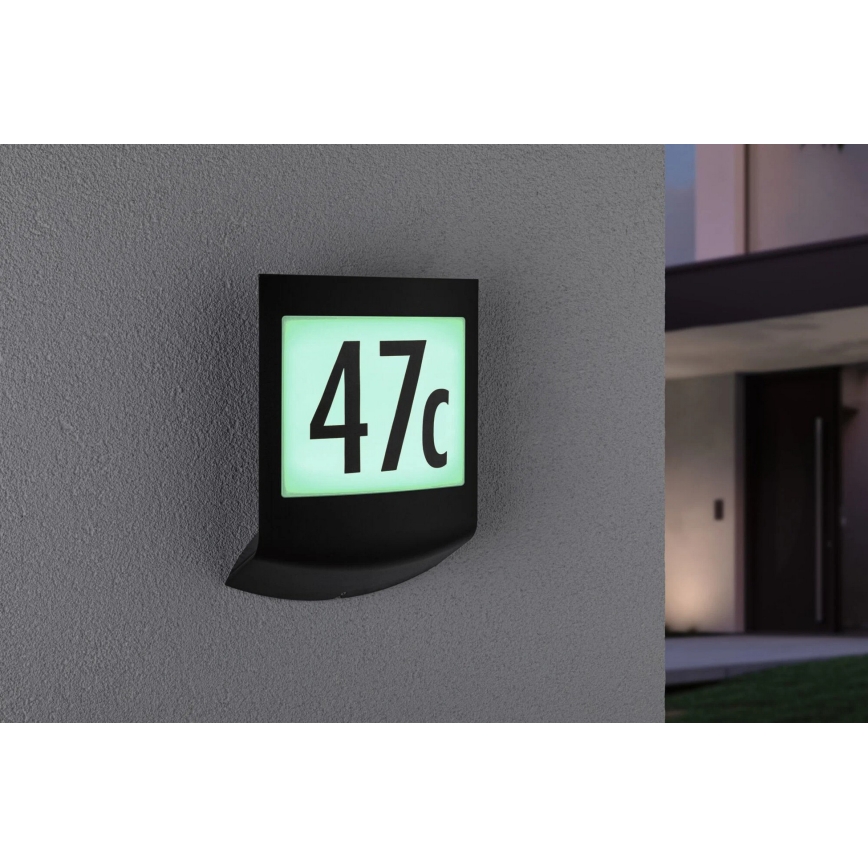 Paulmann 94513 - RGBW LED/8,2W IP44 Stmívatelné domovní číslo se senzorem pohybu a soumraku PADEA 230V antracit