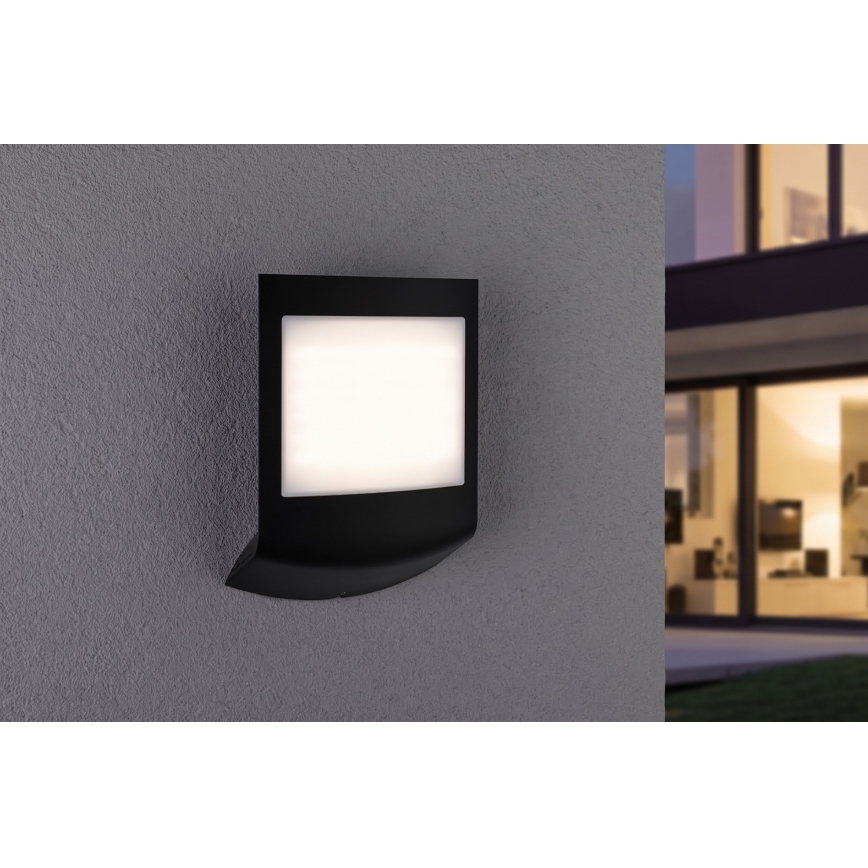 Paulmann 94513 - RGBW LED/8,2W IP44 Stmívatelné venkovní nástěnné svítidlo se senzorem pohybu a soumraku PADEA 230V antracit
