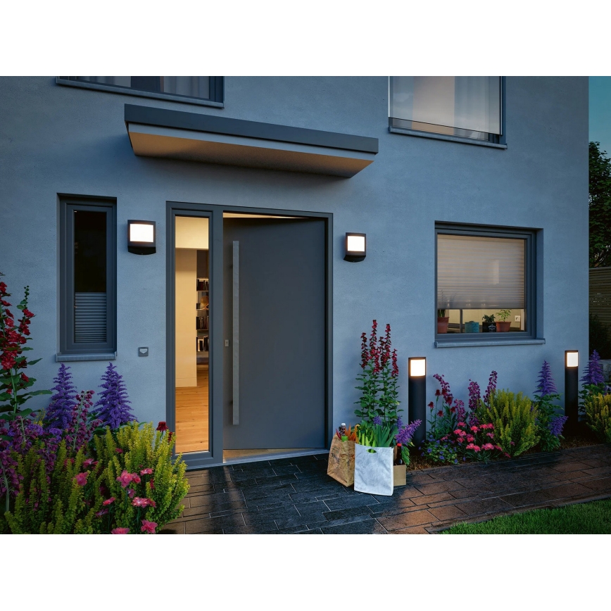 Paulmann 94514 - LED/8,5W IP44 Stmívatelná venkovní lampa se senzorem pohybu a soumraku PADEA 230V antracit