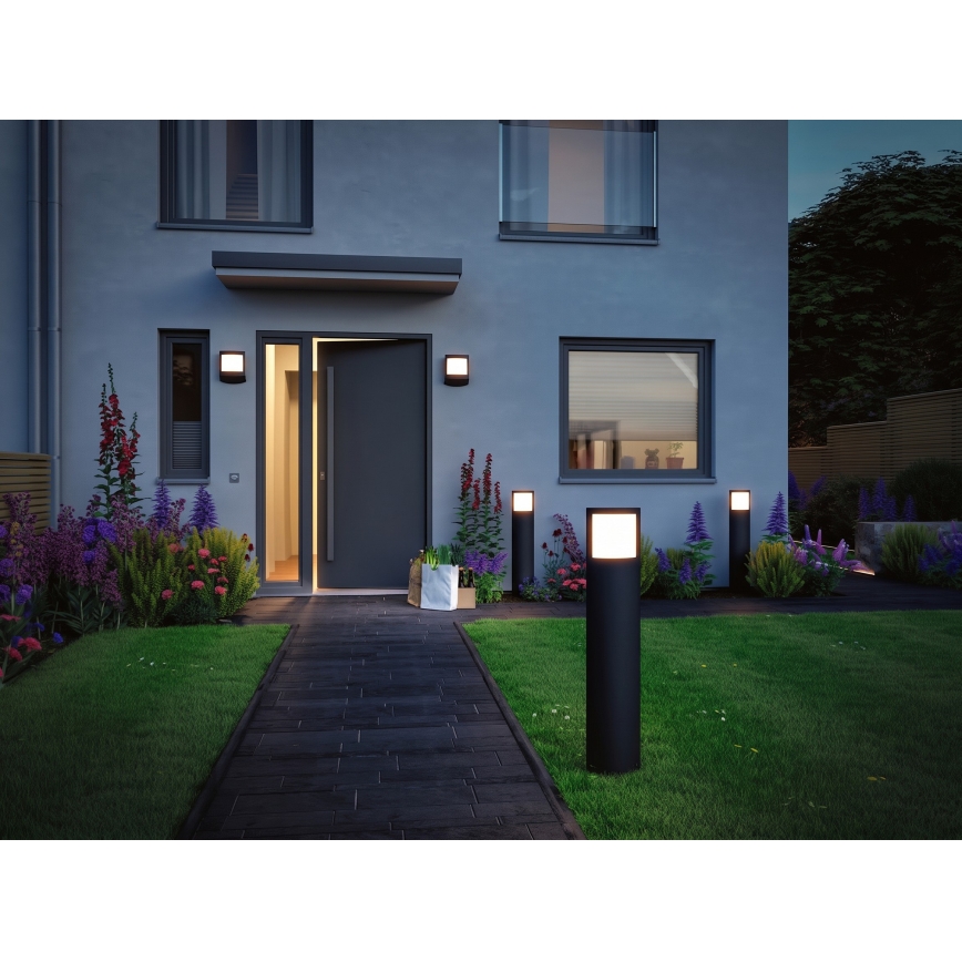 Paulmann 94514 - LED/8,5W IP44 Stmívatelná venkovní lampa se senzorem pohybu a soumraku PADEA 230V antracit