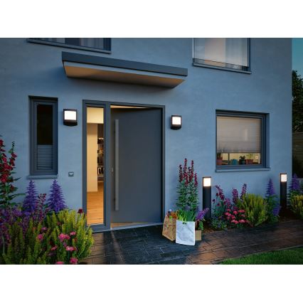 Paulmann 94515 - LED/8,5W IP44 Stmívatelná venkovní lampa se senzorem pohybu a soumraku PADEA 230V antracit