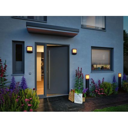Paulmann 94515 - LED/8,5W IP44 Stmívatelná venkovní lampa se senzorem pohybu a soumraku PADEA 230V antracit