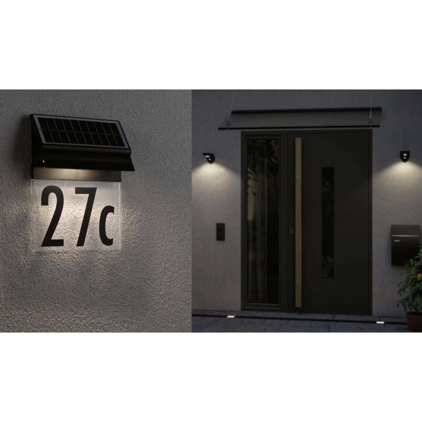 Paulmann 94694 - LED/0,2W IP44 Solární domovní číslo NEDA 3,7V 1800 mAh