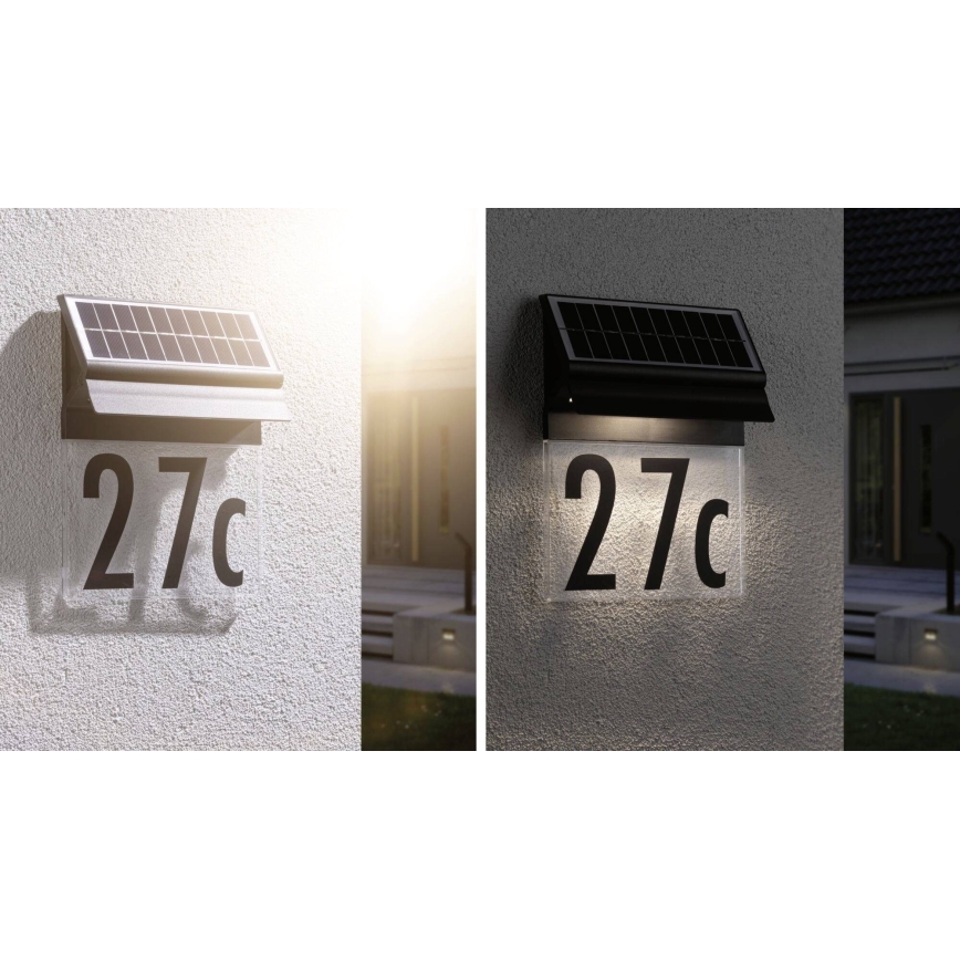 Paulmann 94694 - LED/0,2W IP44 Solární domovní číslo NEDA 3,7V 1800 mAh