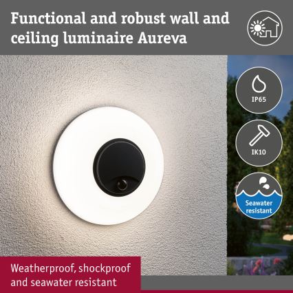 Paulmann 94956 - LED/20,5W IP65 Stmívatelné venkovní nástěnné svítidlo se senzorem pohybu a soumraku AUREVA 230V 2200/3000/4000K antracit