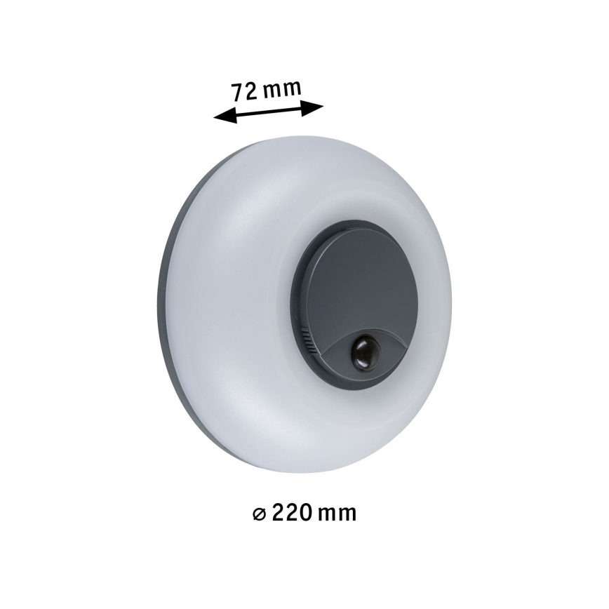 Paulmann 94956 - LED/20,5W IP65 Stmívatelné venkovní nástěnné svítidlo se senzorem pohybu a soumraku AUREVA 230V 2200/3000/4000K antracit