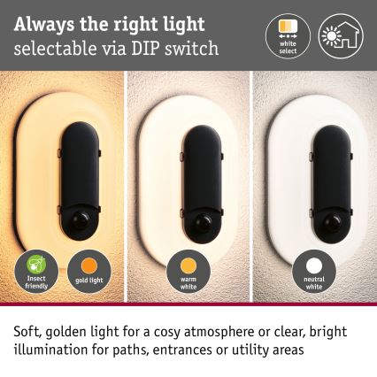 Paulmann 94958 - LED/18,5W IP65 Stmívatelné venkovní nástěnné svítidlo se senzorem pohybu a soumraku ELUNOR 230V 2200/3000/4000K antracit