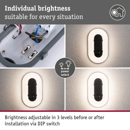 Paulmann 94958 - LED/18,5W IP65 Stmívatelné venkovní nástěnné svítidlo se senzorem pohybu a soumraku ELUNOR 230V 2200/3000/4000K antracit