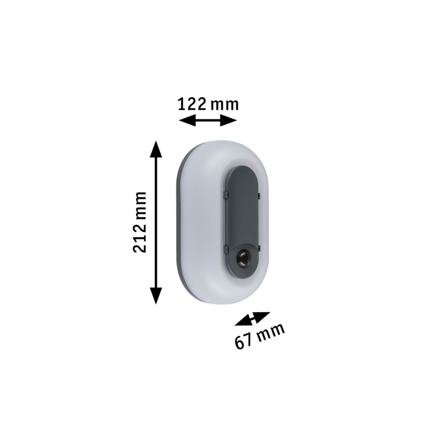 Paulmann 94958 - LED/18,5W IP65 Stmívatelné venkovní nástěnné svítidlo se senzorem pohybu a soumraku ELUNOR 230V 2200/3000/4000K antracit