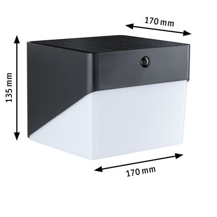 Paulmann 95746 - LED/2,3W IP44 Solární nástěnné svítidlo se senzorem EILEEN 3,7/230V 4000 mAh černá