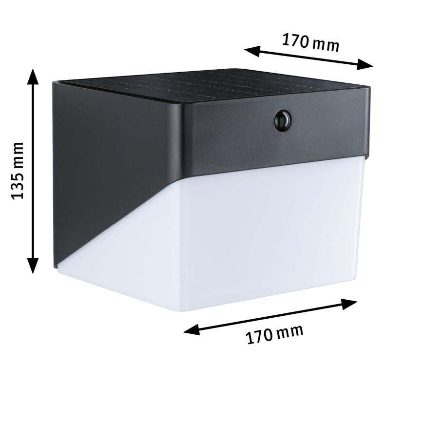 Paulmann 95746 - LED/2,3W IP44 Solární nástěnné svítidlo se senzorem EILEEN 3,7/230V 4000 mAh černá