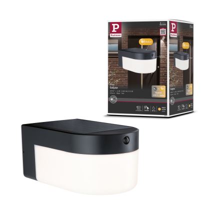 Paulmann 95747 - LED/2,3W IP44 Solární nástěnné svítidlo se senzorem CALYNE 3,7/230V 4000 mAh černá