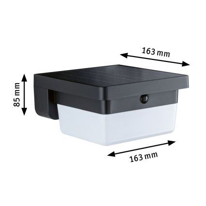 Paulmann 95748 - LED/2,3W IP44 Solární nástěnné svítidlo se senzorem ISLEEN 3,7/230V 4000 mAh černá