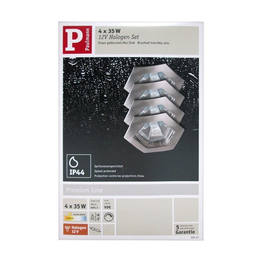 Paulmann 99567 - SADA 4x Koupelnové podhledové svítidlo PREMIUM LINE HEXA 4xGU5,3/35W/230V/12V