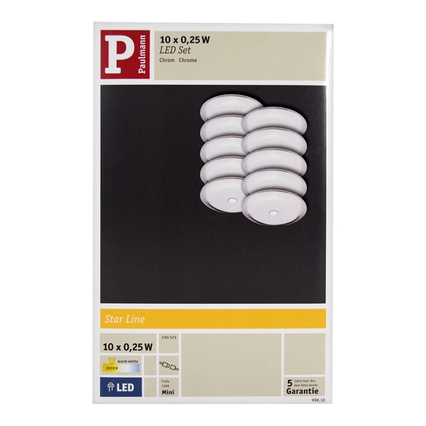 Paulmann 99810 - SADA 10xLED/0,25W Podhledové svítidlo STARRY 230V/12V