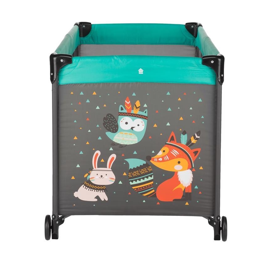 PETITE&MARS - Cestovní postýlka KOOT-FOX tyrkysová