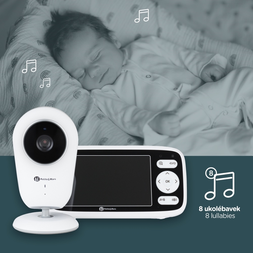 PETITE&MARS - Dětská chůvička s monitorem NANO 4.0 3,7V 1760 mAh