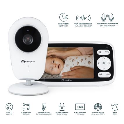PETITE&MARS - Dětská chůvička s monitorem NANO 4.0 3,7V 1760 mAh