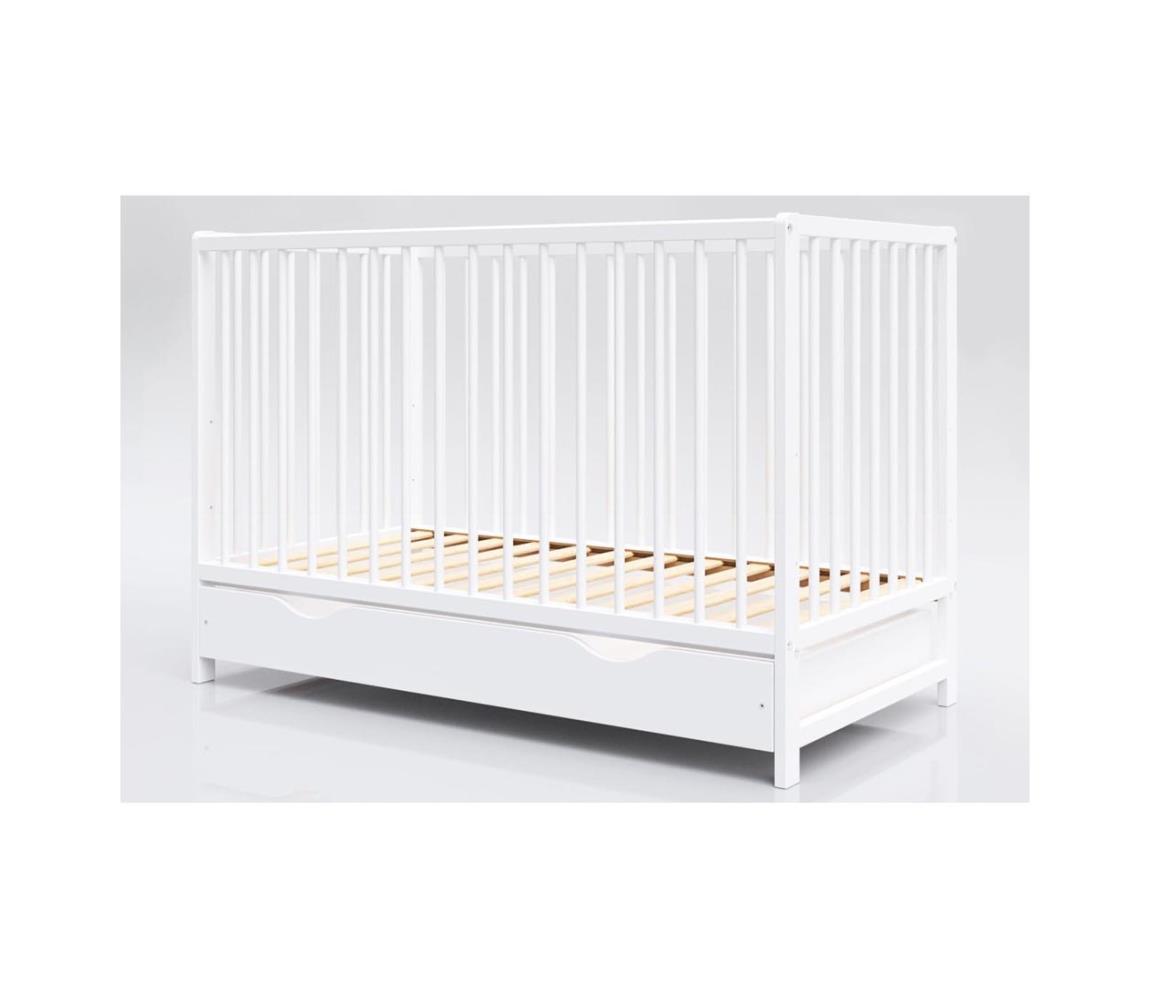 PETITE&MARS Postýlka dřevěná s úložným prostorem Moony+ White