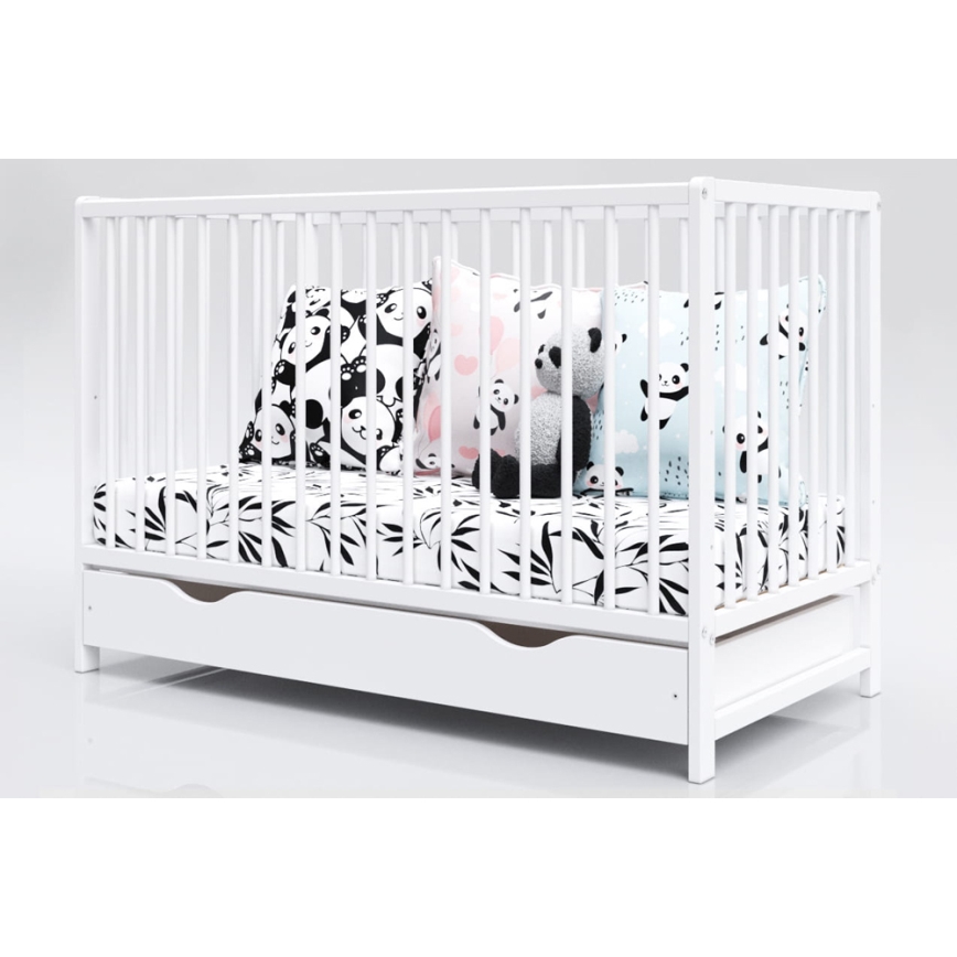 PETITE&MARS - Dětská dřevěná postýlka s úložným prostorem MOONY bílá