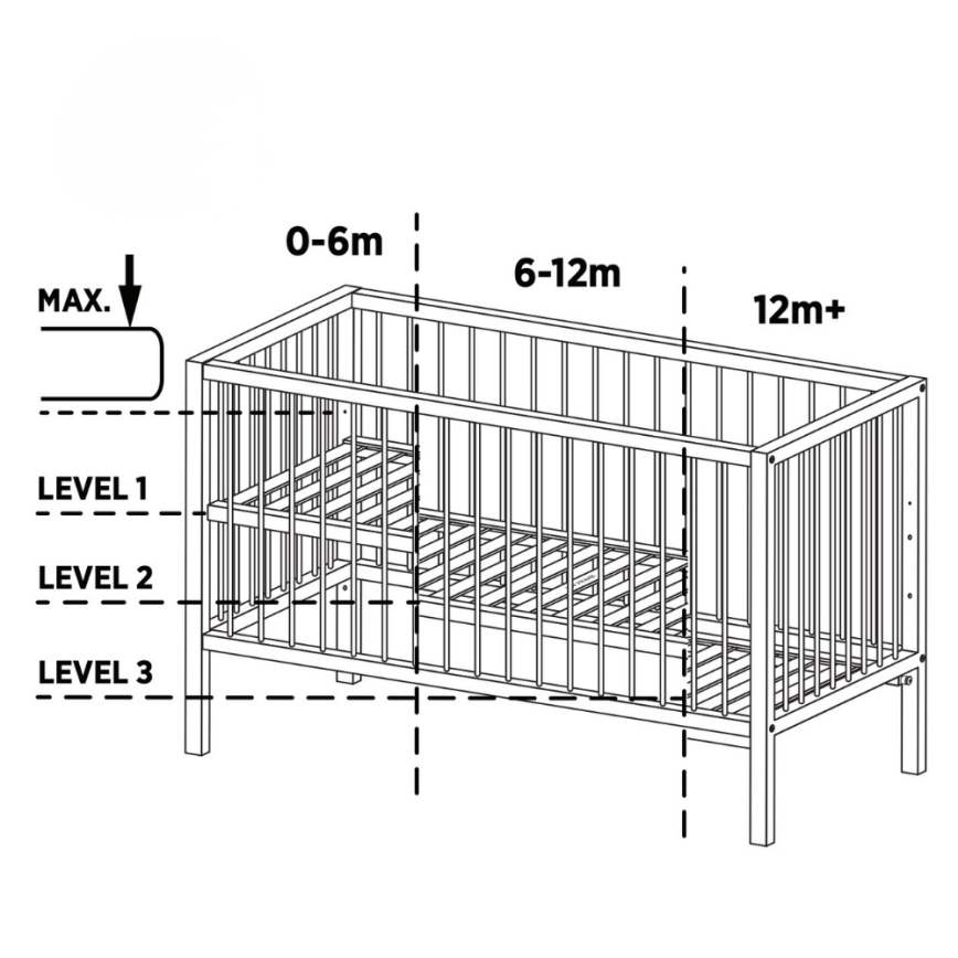 PETITE&MARS - Dětská postýlka NELA BEECH 120x60 cm buk