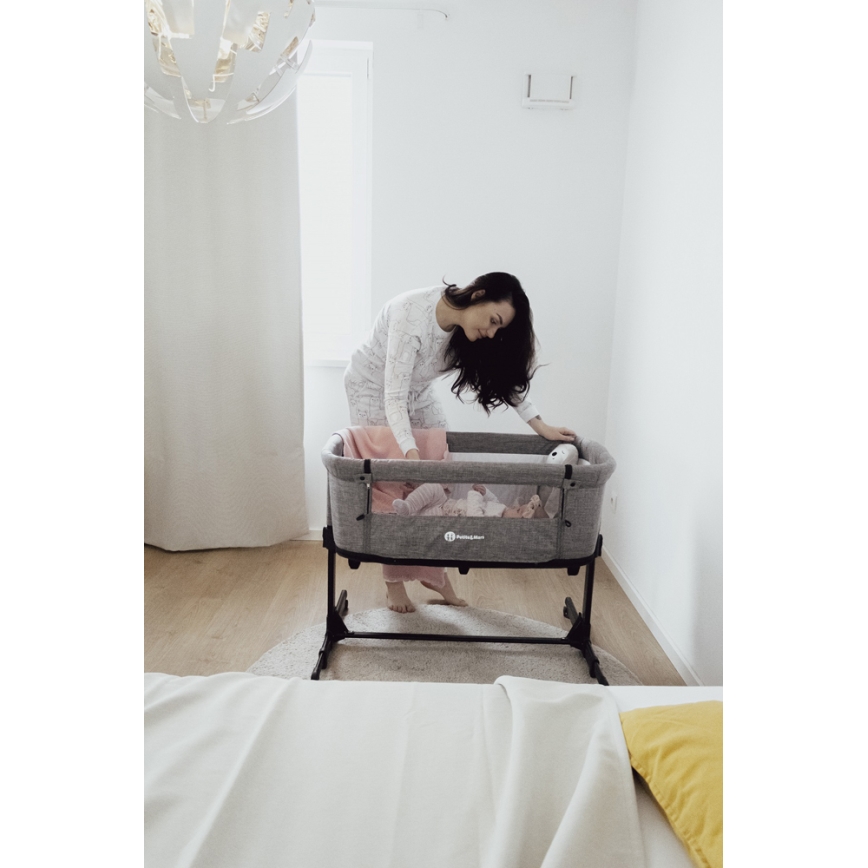 PETITE&MARS - Dětská postýlka NEXTIE tmavě šedá