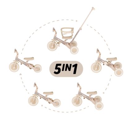 PETITE&MARS - Dětská tříkolka 5v1 TURBO LIMITED Pink Meadow