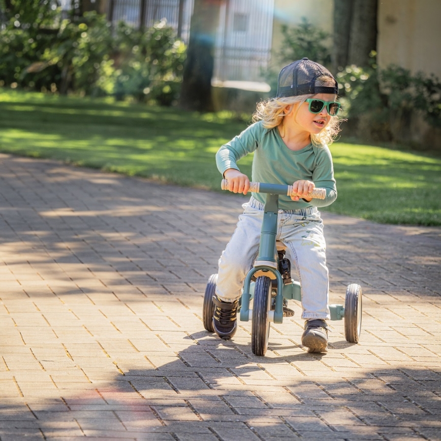 PETITE&MARS - Dětská tříkolka 5v1 TURBO PLUS Misty Green