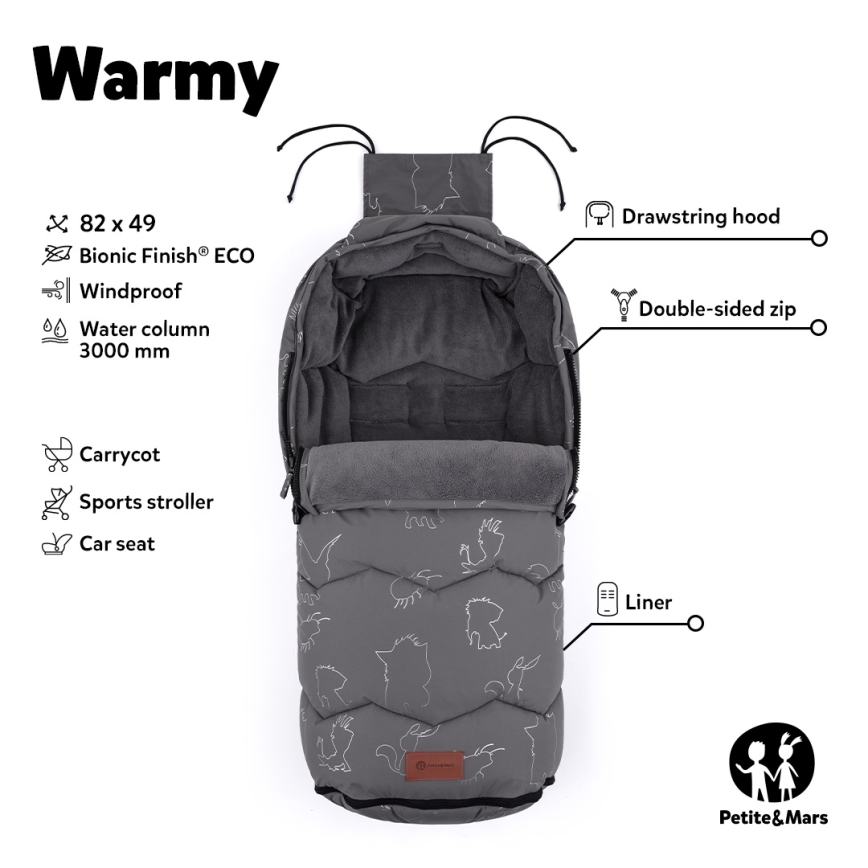 PETITE&MARS - Dětský fusak 4v1 WARMY šedá