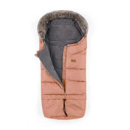 PETITE&MARS - SADA Dětský fusak 4v1 ARCTIC + rukávníky na kočárek FURRY Pastel Peach