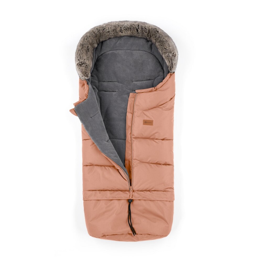 PETITE&MARS - SADA Dětský fusak 4v1 ARCTIC + rukávníky na kočárek FURRY Pastel Peach