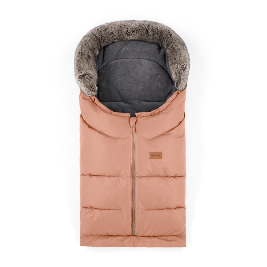 PETITE&MARS - SADA Dětský fusak 4v1 ARCTIC + rukávníky na kočárek FURRY Pastel Peach