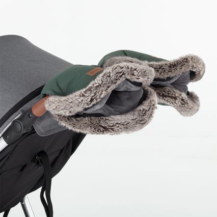 PETITE&MARS - SADA Dětský fusak 4v1 COMFY + rukávníky na kočárek FURRY Khaki