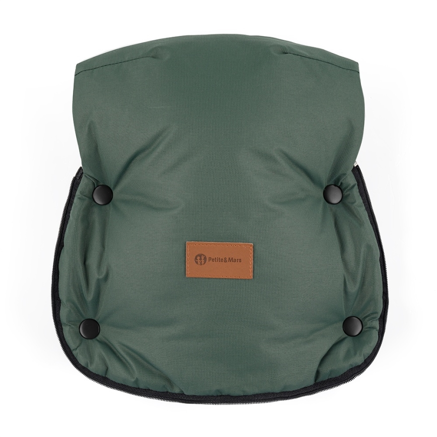 PETITE&MARS - SADA Dětský fusak 4v1 COMFY + rukávníky na kočárek FURRY Khaki