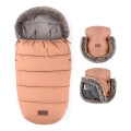 PETITE&MARS - SADA Dětský fusak 4v1 COMFY + rukávníky na kočárek FURRY Pastel Peach