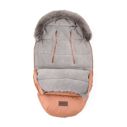 PETITE&MARS - SADA Dětský fusak 4v1 COMFY + rukávníky na kočárek FURRY Pastel Peach