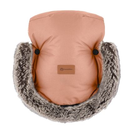 PETITE&MARS - SADA Dětský fusak 4v1 COMFY + rukávníky na kočárek FURRY Pastel Peach