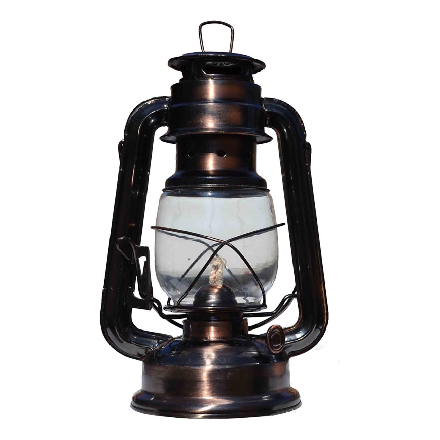 Petrolejová lampa 24 cm měď