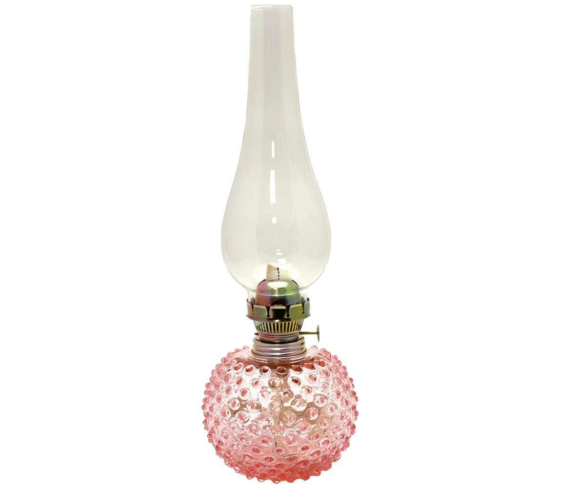 Floriánova huť Petrolejová lampa EMA 38 cm růžová FL0040