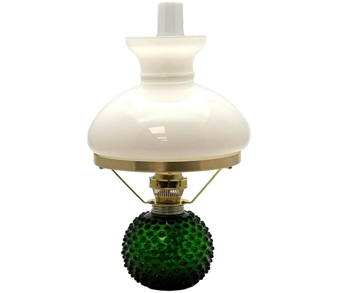 Floriánova huť Petrolejová lampa EMA 38 cm tmavě zelená 