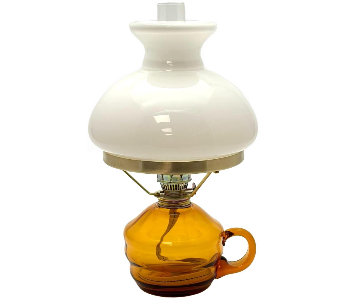 Floriánova huť Petrolejová lampa KLÁRA 34 cm amber 