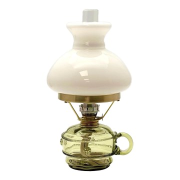 Petrolejová lampa MONIKA 34 cm lesní zelená zdobená