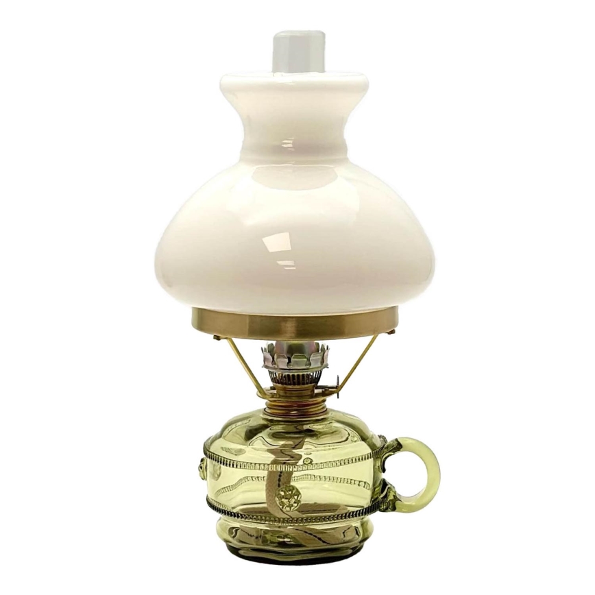 Petrolejová lampa MONIKA 34 cm lesní zelená zdobená
