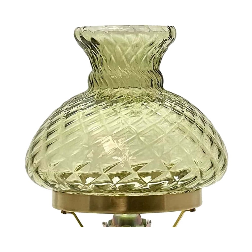 Petrolejová lampa TEREZA 34 cm lesní zelená káro