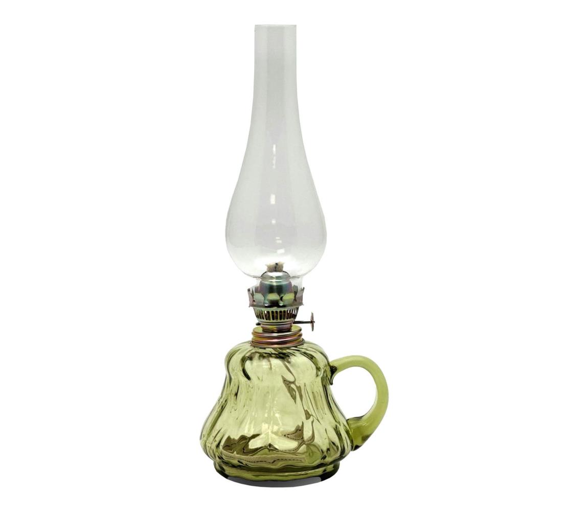 Floriánova huť Petrolejová lampa TEREZA 34 cm lesní zelená velká krakle FL0079